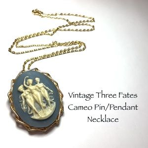 🆕Vintage Three Fates Cameo Pin/Pendant Necklace